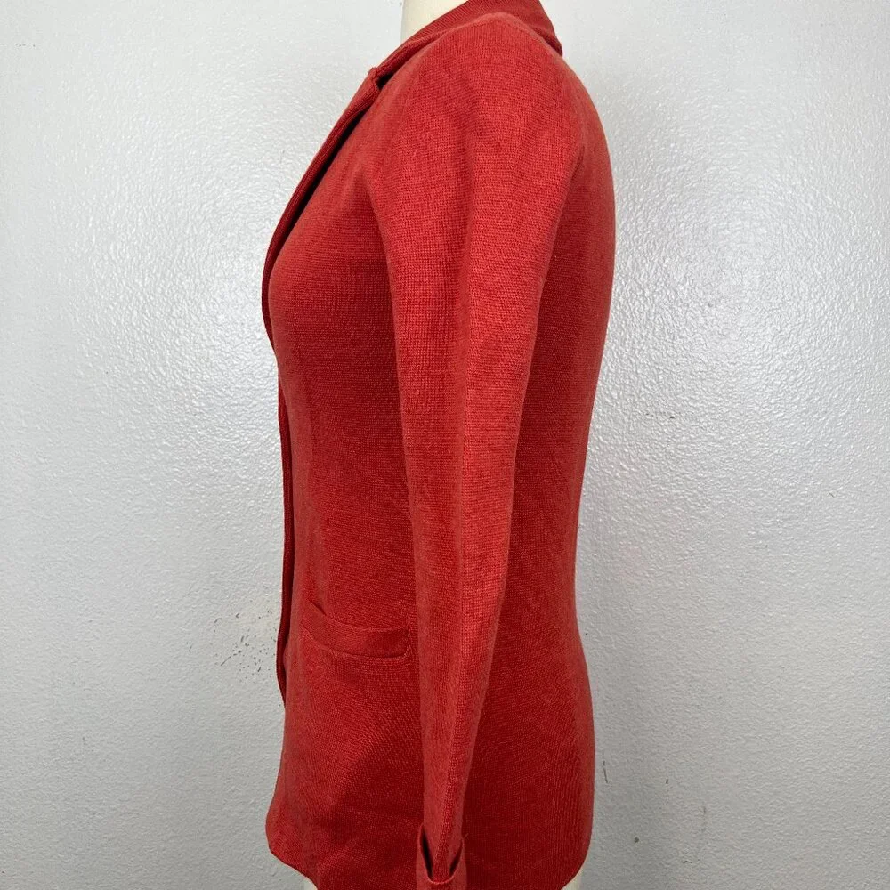 J Crew Sweater Blazer Womens XXS Burnt Orange Rust Jacket Two Button Pockets‎